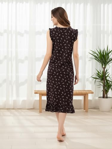 Image of CLOUD SOFT Women's Viscose Blend Comfort Short Nighty with Side Pockets | Soft Printed Short Night Dress for Everyday Wear | Easy to Wear (CS5001)