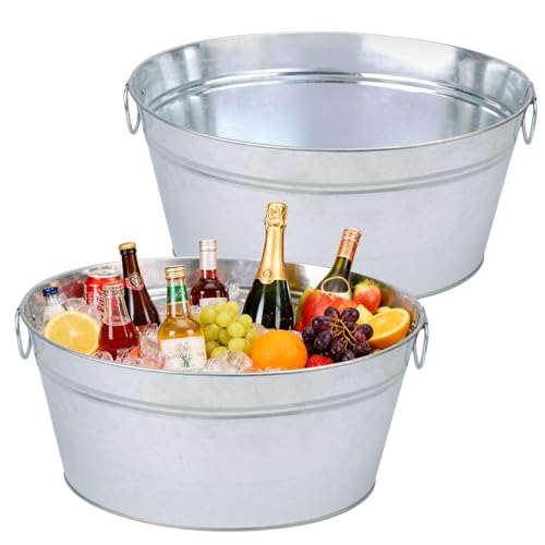 GENHAKON 2 PCS 15.3 x 11.7 inch Oval Galvanized...