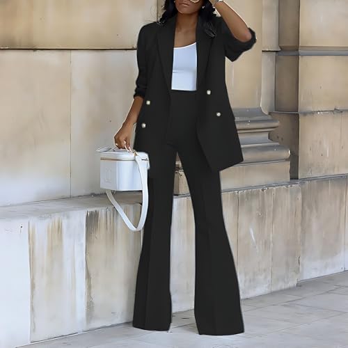Women Pantsuit Wide Leg 2 Piece Set Dressy Office Business Attire Work Wear Long Plus Size2