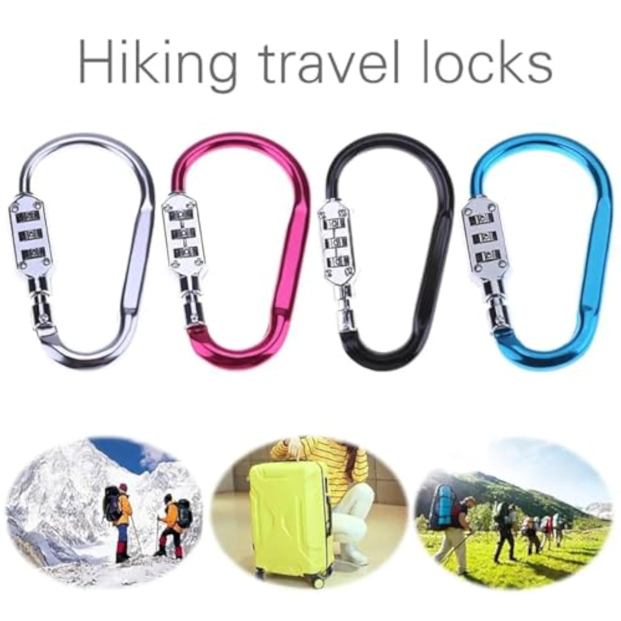 Carabiner Hook Lock with 3 Digits Combination