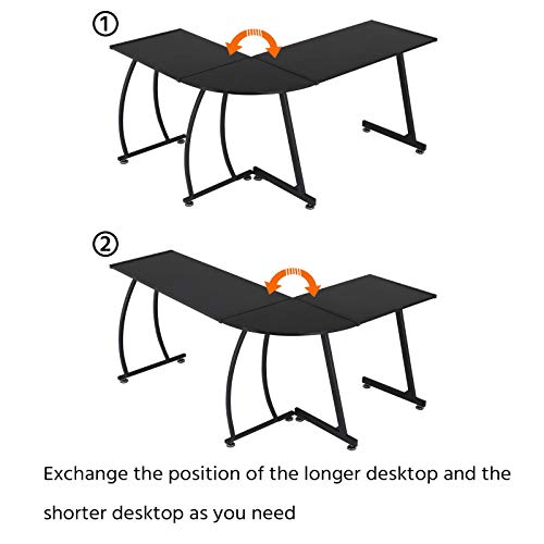 Topeakmart L-Shaped Corner Computer Desk Writing Table For Office Home, Wood Large 3-Piece Pc Laptop Table Workstation, Black #TOP4