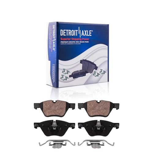 Image of Detroit Axle - Brake Pads for 2011-2016 BMW 528i, 2012-2016 528i xDrive, Ceramic Brake Pads w /Hardware 2013 2014 2015 Front and Rear Replacement Brakes [Excluding Performance Brakes]