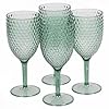 Cambridge CM07655GEU7 Fete 4-teiliges WeinglÃ¤ser-Set – Rotwein-GlÃ¤ser, WeiÃweinglÃ¤ser im Freien/Garten, BPA-freier Kunststoff, grÃ¼nem Diamanteffekt, FerienhÃ¤user, Camping, Partys, leicht zu reinigen