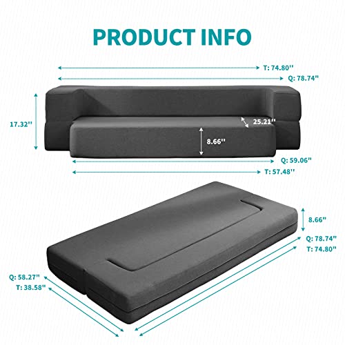 Balus 8.6 Inch Folding Sofa Bed Couch,Twin Size Floor Sofa Bed Foldable, Memory Foam Futon Couch,Fold Out Sofa Bed Convertible Sleeper Sofa Bed For Living Room/Bedroom/Guest Room/Office #TOP2