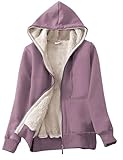 Yeokou Women's Casual Full Zip Up Sherpa Lined Hoodie Sweatshirt Jacket Coat (Purple-M)