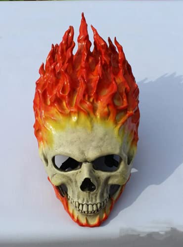 AQWEI Flame Skeleton Helmet, lnspired/Ghost Rider Wearable Horror Face-Cover for Halloween Secret Room Props