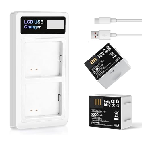 RRUHHK 5500mAh Battery for Arlo Pro 3/ Pro 4 with Charger 2026 Upgrade High Capacity Battery Replacement for Arlo Pro 5S 2K/ Ultra 2/ Ultra A-4 A-4a VMA5400 VMC4040P VMC4060P - 2 Pack