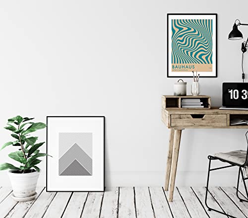 Mid Century Modern Bauhaus Wall Art - 11X14" Unframed Print - Abstract Wall Decor - Exhibition Poster Replication (Teal) #TOP2