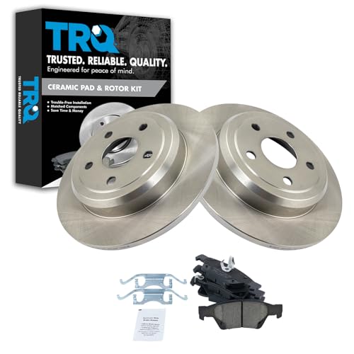 Image of TRQ Rear Brake Pad and Rotor Set Ceramic Solid Rotors