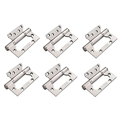 QPWYSH Cerniere, 4 X 3 Cerniere da Incasso da Incasso, Cerniera Non Mortasa per Porta Pesante, Cerniere Spazzolati in Acciaio Inox 304, Argento 6-Pack
