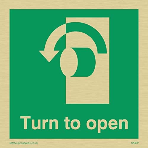 Viking Signs SA402-S85-S Left Down Arrow"Turn To Open" Sign, Rigid Silver Plastic, 85 mm H x 85 mm W