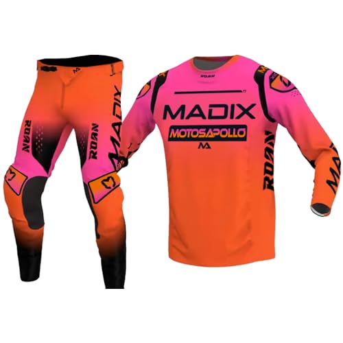 Genérico Madix Ropa Motocross niño Camiseta y Pantalón 6 a 12 años (12 años S, Naranja)