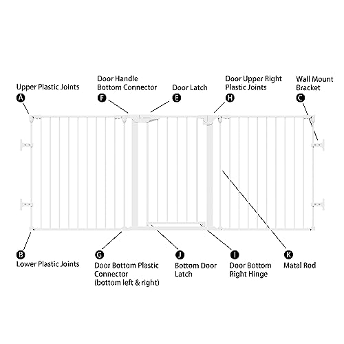 Aboil 80" Large Baby Gate Extra Wide, Long Dog Gate Pet Gate For House Stairs Doorways Fireplace, Child Safety Gate, Auto Close, Hardware Mounted (80In - White) #TOP5