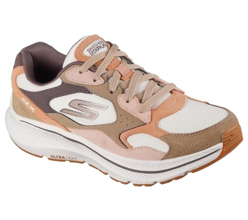 Skechers Go Run Consistent 2.0 Retro StrideSneaker da Donna, Finiture in Pelle Scamosciata Marrone Chiaro, 39 EU