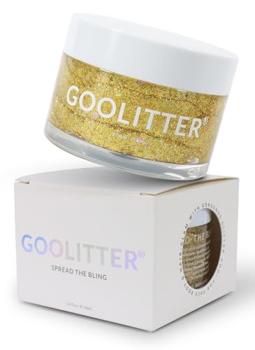 Goolitter Face, Body & Hair Holographic Gold Glitter Gel [Pharaoh Gold] 2oz (60mL) | Fine | K-Beauty | Halloween, Festival, EDM, Rave, Party, Concert, Costume Makeup | Vegan, Cruelty Free