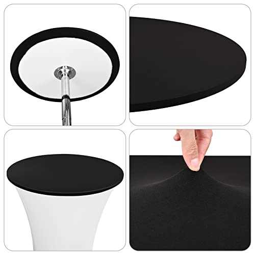 5 Pack Black Spandex Table Topper Cap For 32 Inch Round Cocktail Tables, Fitted Polyester Cocktail Table Cover With Elastic Edge, Stretchable Tablecloth For Weddings Parties Banquet, Restaurants #TOP2