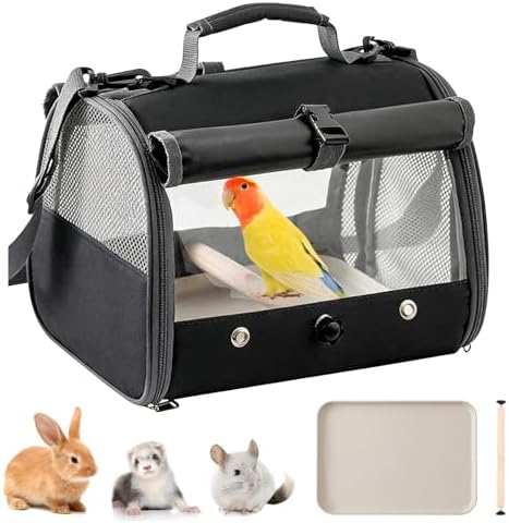 Bolsa de transporte para loros, cobayas con asiento de pie y bandeja, caja de transporte para conejos, bolsa de viaje para cobayas, bolsa de transporte para pájaros ornamentales, plegable
