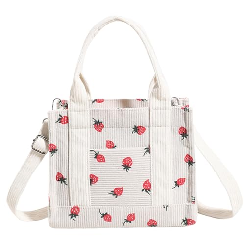 Sac en velours côtelé avec fermeture éclair et petit format fraise