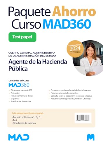 Oposiciones Agente de la Hacienda Pública Cuerpo General Administrativo de la Administración del Estado. Paquete Ahorro de Libros y Curso MAD360