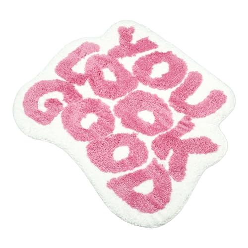 YOOCHUENG Tapis de Bain Rose,Tapis de Douche Antidérapant Lavable Absorbant,Amusant Doux en Microfibre,Poil Moyen,pour Chambre à Coucher, 54x64cm,Rose