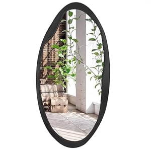 Americanflat 20×40 Organic Shaped Wood Mirror in Black Sycamore – Oval Wall Mirror for Bathroom, Living Room, Entryway Hall, and Decorative Mirror for Bedroom