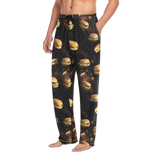 Floating Hamburger Men’s Cotton Pajama Pant Lounge Pjs Bottom with Pocket Drawstring S4