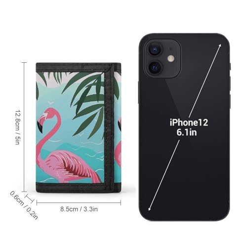 Palm Leaf And Flamingos Couple Print Trifold Wallet with ID Window & Key Ring | Slim Front Pocket Wallet with 8 Card Holder2