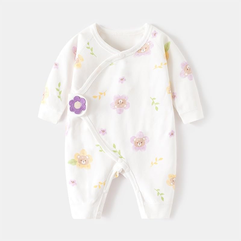 Newborn Baby Romper - Unisex Cotton Bodysuit for Infant Baby Boys Girls 3 Pack Long Sleeve Button Solid Jumpsuits3