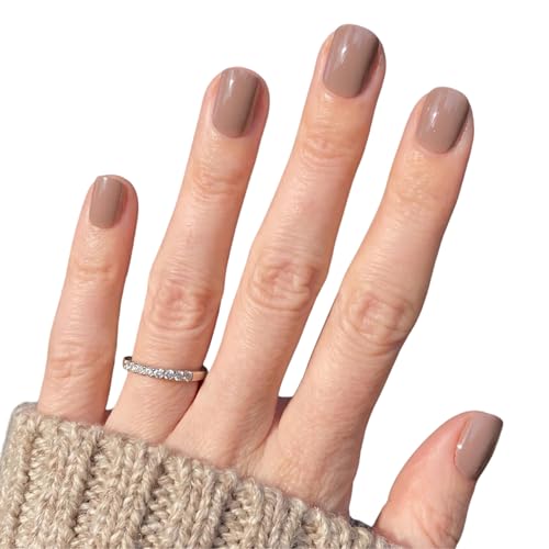 Taoyisent Coffee Brown Press On Nails Short Square, Glossy Solid