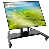 Rolling TV Stand, Portable Mobile Floor Confidence Monitor Stand on Wheels for 32-75 Inch Flat Screen TVs, Low Profile TV Cart with Height and 90° Viewing Angle Adjustable, Max VESA 600x400mm, 100lbs
