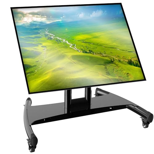 Rolling TV Stand, Portable Mobile Floor Confidence Monitor Stand on Wheels for 32-75 Inch Flat...