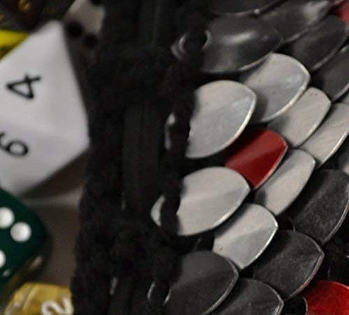 Dice Bag of Holding in knitted Dragonhide Scalemail Armor - Venemous size extra large to hold over 100 dice.