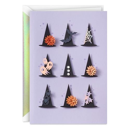 Hallmark Signature Halloween Card (Witch's Hats with Flowers, Gho...