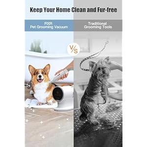 Pet grooming vacuum  dog hair vacuum 12000pa powerful dog vacuum for shedding grooming hair 2l large dust cup low noise 3 suction levels 5 grooming tools   cucciolini doodles