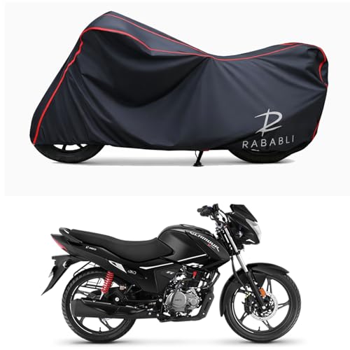 Image of Waterproof Bike Body Cover Compatible for | Hero Glamour Xtec Disc | Taffeta Fabric, Red Piping Design, Bottom Elastic Fit | Dustproof, Sun UV & Rain Protection for All Bikes