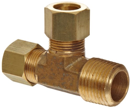 Anderson Metals Brass Tube Fitting, Tee, 3/8" Compression x 1/8" Side Male Pipe