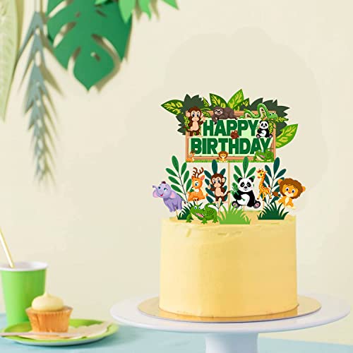 Image of Party Propz Jungle Theme Cake Topper - 15 Pcs, Jungle Theme Cake Topper Animals | Animal Cake Toppers For Cake Decoration For Kids | Jungle Theme Cake Toppers For Cake Decoration