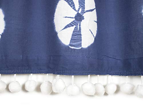 Image of Ravaiyaa - Attitude is everything Shibori Tie Dye 100% Cotton Short Drapery Valance Curtain Half Window Kitchen Curtain 40 inch X 18 inch Inch (Indigo Blue)