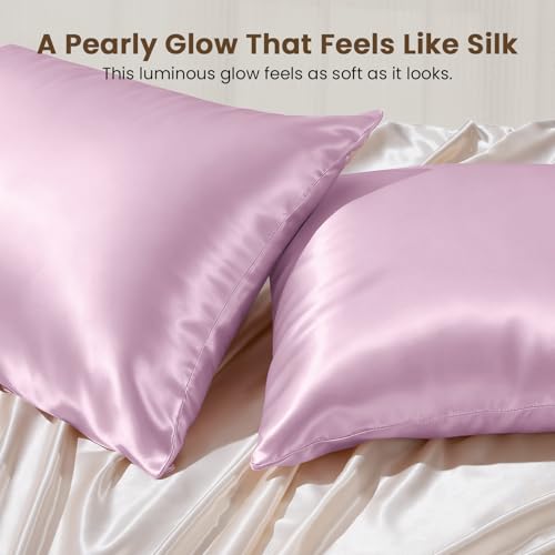 Image of THXSILK 100% Pure Mulberry Silk Body Pillowcase for Hair and Skin - 25 Momme - Upgraded Real Grade 6A+ Silk - Durable, Soft Breathable Silk Pillow Case (Body Size 20 inchx54 inch, Light Purple)