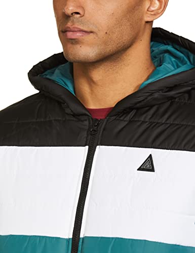 Image of Max Polyester Men Colourblock Hooded Puffer Standard Length Jacket