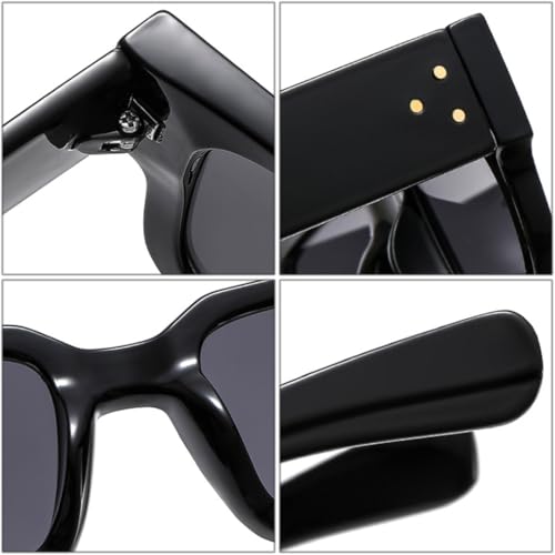 Lunettes de soleil rétro bicolores femmes rivets tendance dégradé - 4