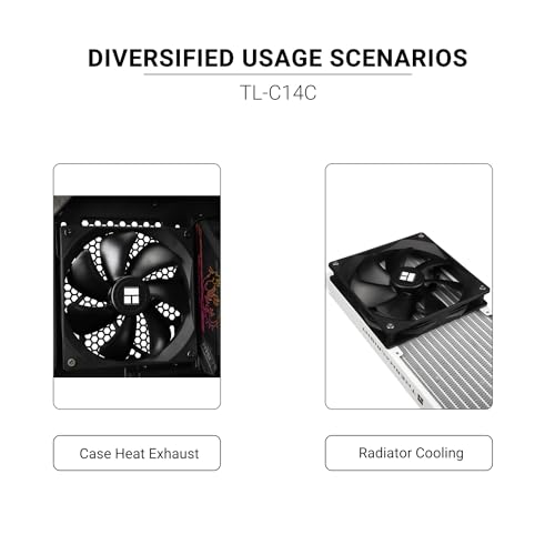 Image of Thermalright TL-C14C CPU Fan 140mm Case Cooler, 4Pin PWM Silent Computer Fan with S-FDB Bearing Included, up to 1500RPM Cooling PC Cooling (Black)