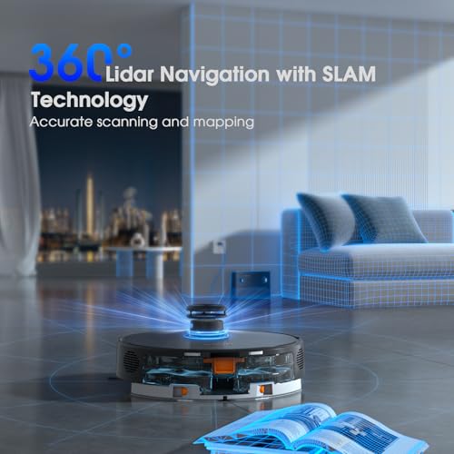Robot Vacuum and Mop Combo, Robotic Vacuums Cleaner with LiDAR Navigation, Smart Mapping, Strong Suction, with WiFi/App/Alexa/Voice Control, Obstacle Avoidance, for Home, Wood/Hard Floors, Pet Hair - Image 6