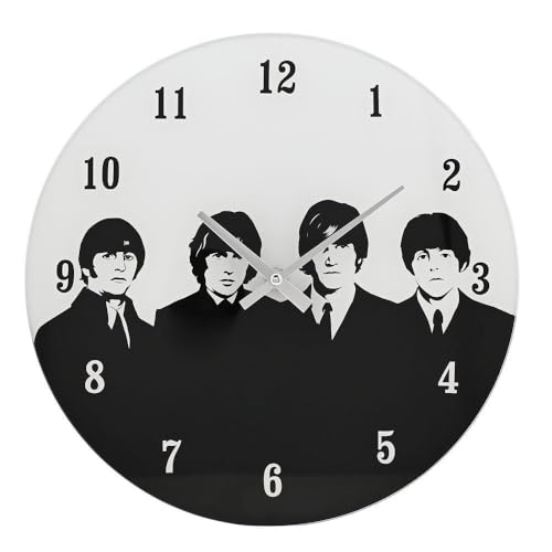 Widdop & Co Glass Wall Clock 60’s Rock Band W8062 - Les Beatles, Paul McCartney, John Lennon, RIngo Starr, George Harrison Widdop & Co Glass Wall Clock 60's Rock Band W8062