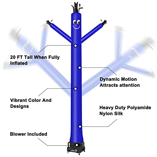 Image of MOUNTO 20ft Air Inflatable Tube Guy Puppet Dancing Man with 1HP Blower Complete Set (Blue)