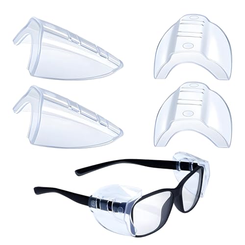 Creztail 4 Pairs Flexible Glasses Side Shields Slip-On Safety Shields for Eyeglasses Side Guards for Standard Frames