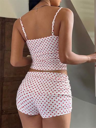 Image of Yuemengxuan Women Two Piece Outfits Y2k Boy Shorts Set Sleeveless Crop Top Button Down Shorts Set Loungewear Pajamas Set
