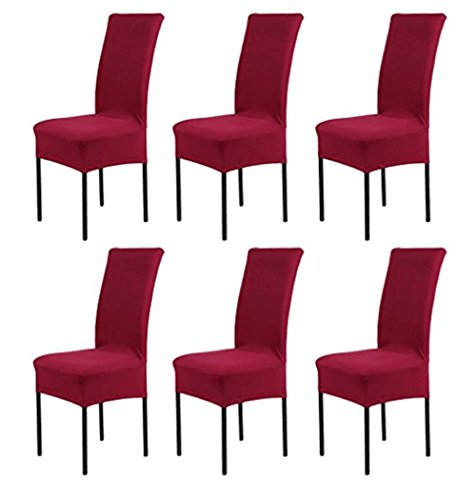 6 Fodere Per Sedie Da Pranzo Elasticizzate - Rosa Chiaro, Tessuto Poliestere/Spandex, Lavabili