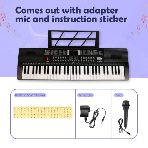 Image of INTERN Digital Keys Electronic Piano Keyboard | LED Display, Mic & Adapter | Music Keyboard for Experts & Beginners with 255 Rhythms, 255 Tones, 60 Demo Songs. (61 keys)