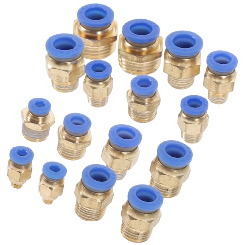 STOBAZA Set 16 Pezzi Raccordi per Tubi Dell’Aria in Plastica Connettori a Sgancio Rapido Adattatori Maschio-Maschio e Raccordi a Crimpare Compatibili Compressori Utensili Pneumatici e